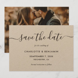 Anuncio Boda fotográfico de papel Kraft Elegant Script