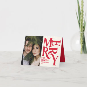 Anuncio Boda fotográfico Vintage alegre y Navidades casado