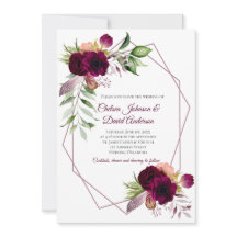 Boda geométrica de romance floral bohemio