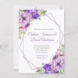 Anuncio Boda geométrica floral rosa púrpura ultra violeta