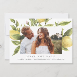 Anuncio Boda gris amarillo Lemones Foto guarde la fecha