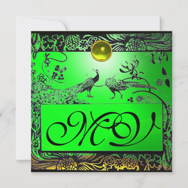 Anuncio BODA LOVE BIRDS MONOGRAM esmeralda amarilla negra (Anverso)