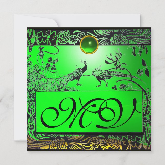 Anuncio BODA LOVE BIRDS MONOGRAM esmeralda amarilla negra (Anverso)