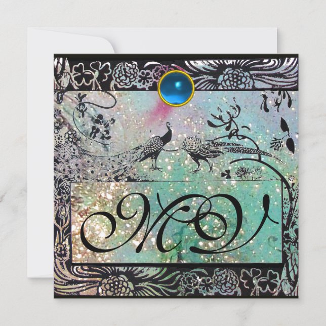 Anuncio BODA LOVE BIRDS MONOGRAM hielo verde negro (Anverso)