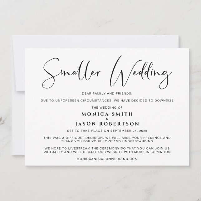 Anuncio Boda más pequeña con cambio de planes elegante (Anverso)