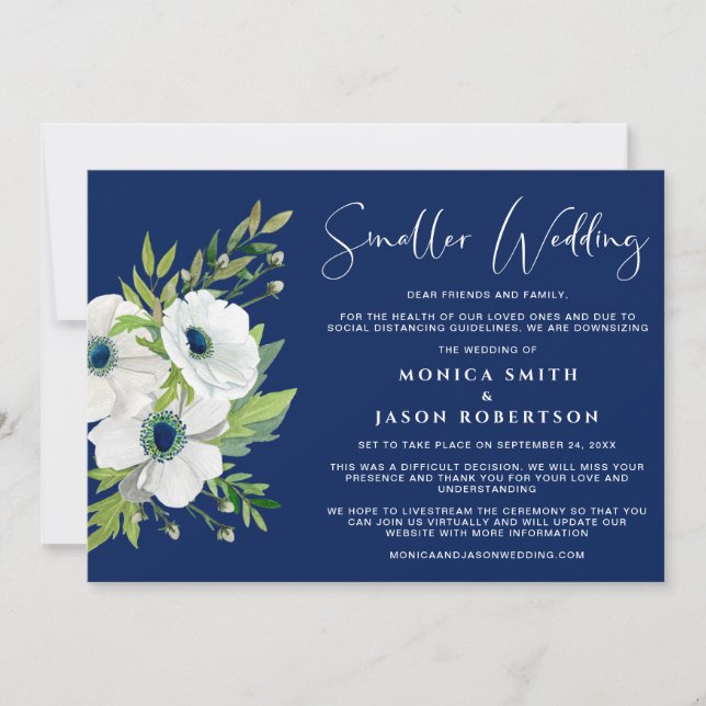 Anuncio Boda más pequeño azul de la Marina Floral Blanca (Anverso)