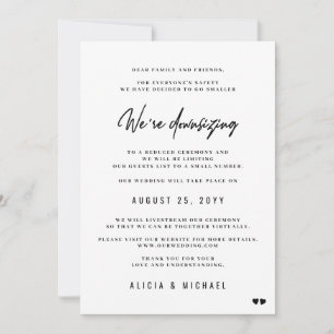 Anuncio Boda minimalista moderna más pequeña Estamos reduc