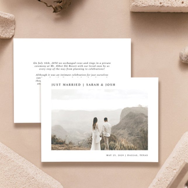 Anuncio Boda Minimalista moderno solo casado (Easily personalize this wedding announcement with your photo, details and personalized message)