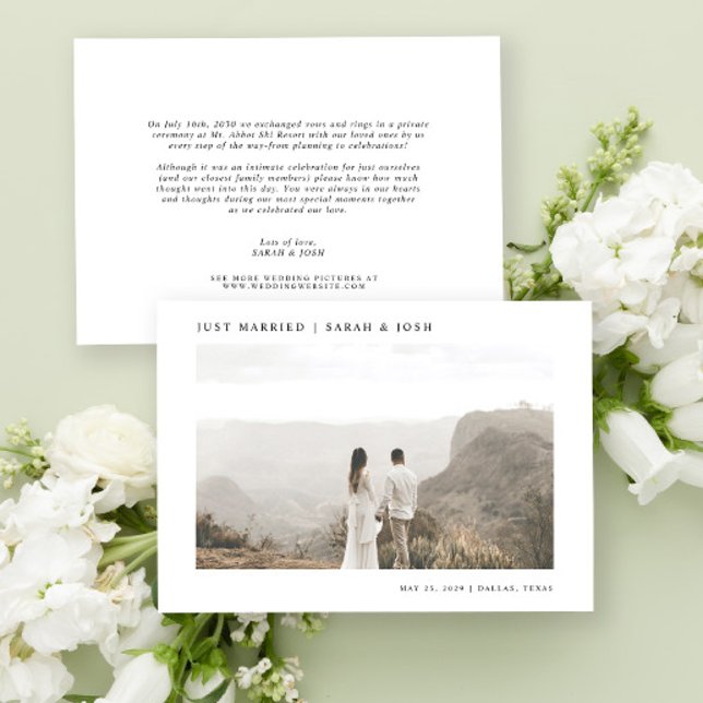 Anuncio Boda Minimalista moderno solo casado (Easily personalize this wedding announcement with your favorite photo and personal message)
