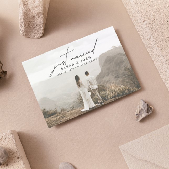 Anuncio Boda moderna con código QR de 3 fotos de recién ca (Just Married! Share Our Joy with Our Wedding Announcement. 💍💌 [Customize Here])