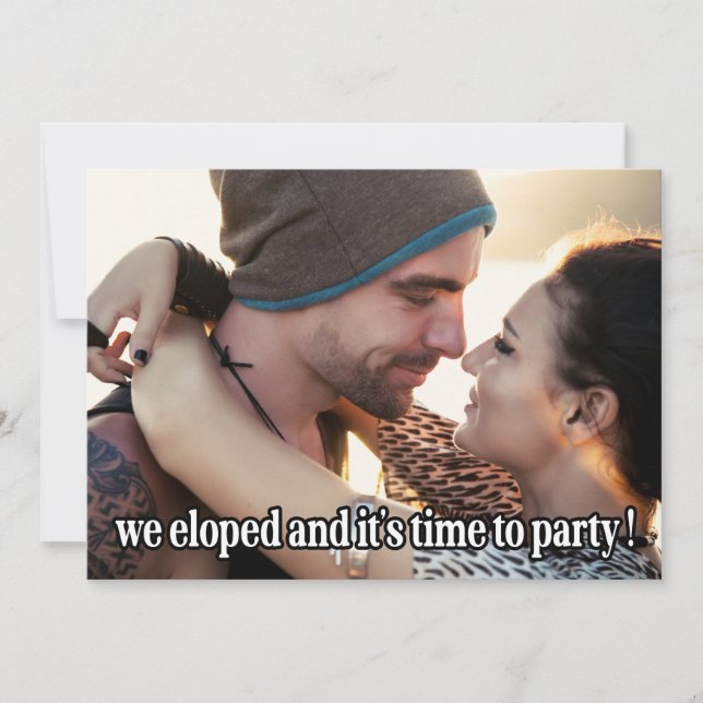 Anuncio Boda moderna con foto de fuga romántica (Anverso)