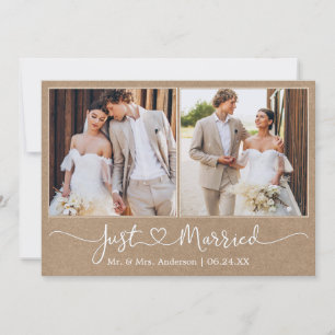Anuncio Boda moderno de caligrafía Heart 2 Photo Kraft