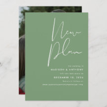 Boda Nuevo Plan Foto Minimalista Verde Salvia