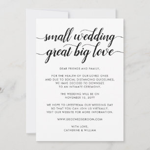 Anuncio Boda pequeña gran amor reducir cambiar planes
