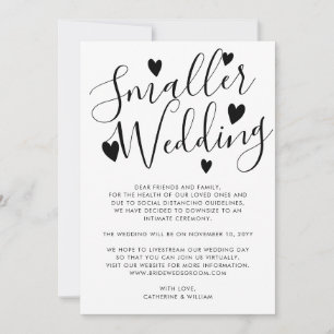 Anuncio Boda Pequeña y Elegante Cambio de Planes y Reducci