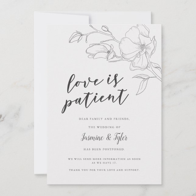 Anuncio Boda pospuesta de flores de magnolia rústica (Anverso)