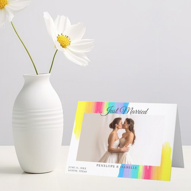 Anuncio Boda recién casada con foto moderna del arcoiris (Subido por el creador)