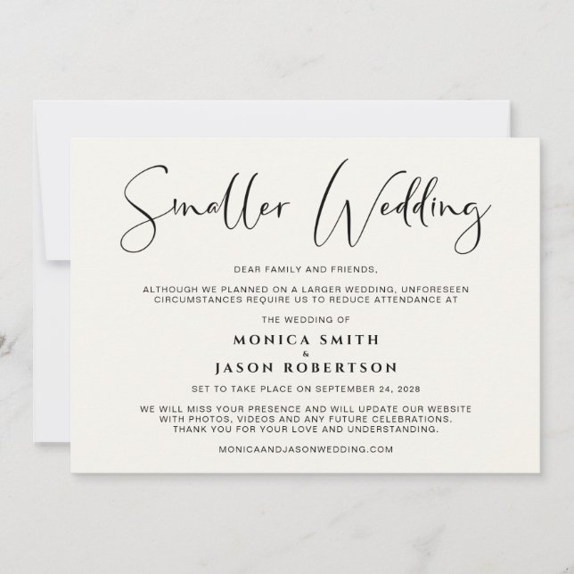 Anuncio Boda Reducida Cambio de Planes Crema (Anverso)