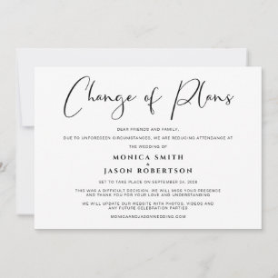 Anuncio Boda Reducida Cambio de Planes Elegante