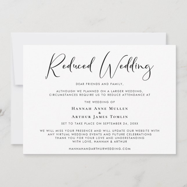 Anuncio Boda Reducida con Caligrafía Elegante (Anverso)