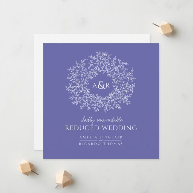 Anuncio boda reducido de hojas de monograma (Anverso/Reverso In Situ)