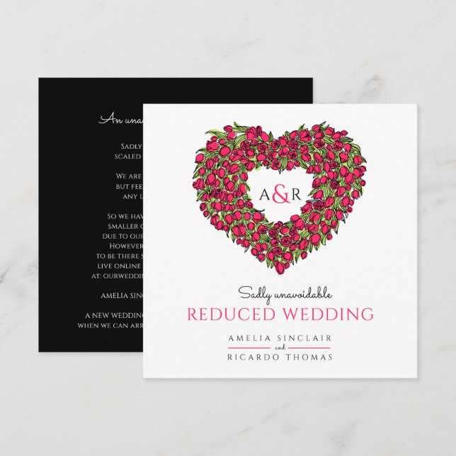 Anuncio Boda reducido de los tulipanes rojos monograma (Anverso / Reverso)