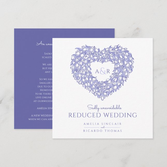 Anuncio boda reducido de tulipanes en monograma (Anverso / Reverso)