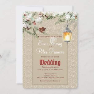 Anuncio Boda Simple de Invierno con Linterna y Verdor