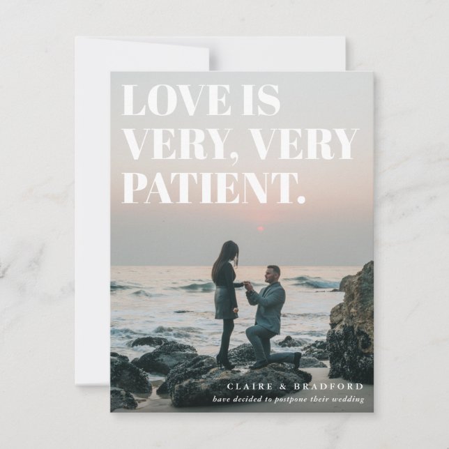 Anuncio Boda tipográfico audaz y barato pospuesto (Anverso)