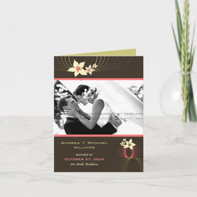 Anuncio Boda tropical de la flor del rosa del Frangipani (Anverso)