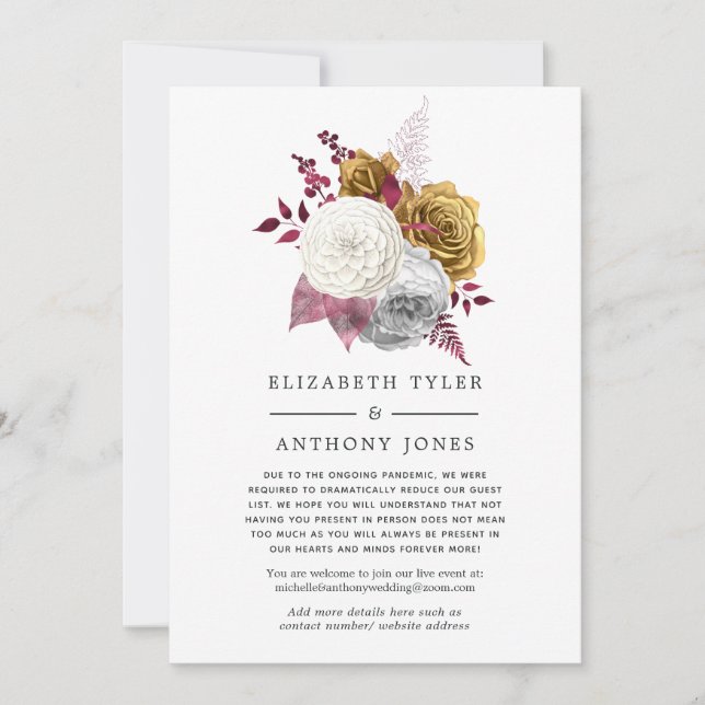 Anuncio Bodas florales blancos, borgoñosos y dorados (Anverso)