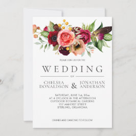Anuncio Bohemian Floral Burgundy Feather Wedding |