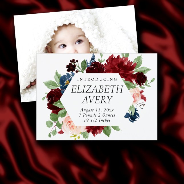 Anuncio Boho Bloom | Nacimiento de la foto azul de Bugundy (Subido por el creador)