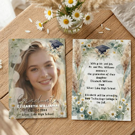 Anuncio Boho Daisy Hierba de Pampas Foto Graduación