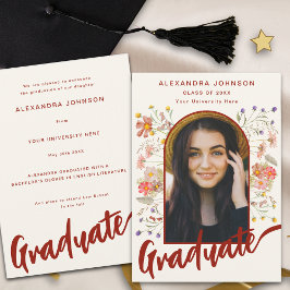 Anuncio Boho Floral Graduate Photo Arch Guión moderno
