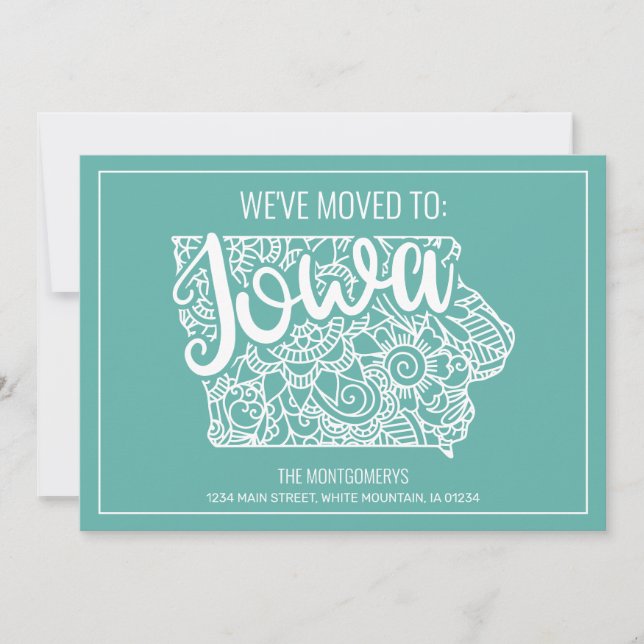 Anuncio Boho floral Verde azulada Mandala estado Iowa en m (Anverso)