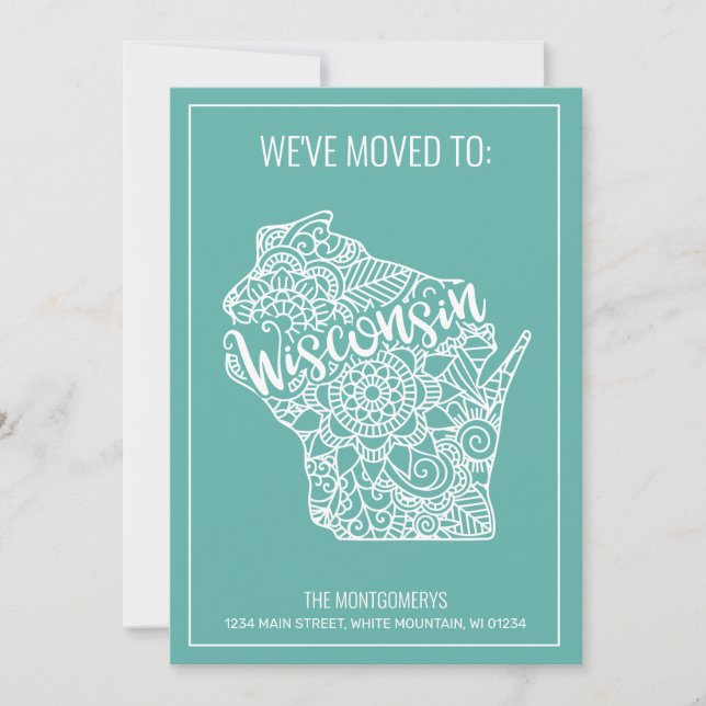 Anuncio Boho floral Verde azulada Mandala Estado Wisconsin (Anverso)