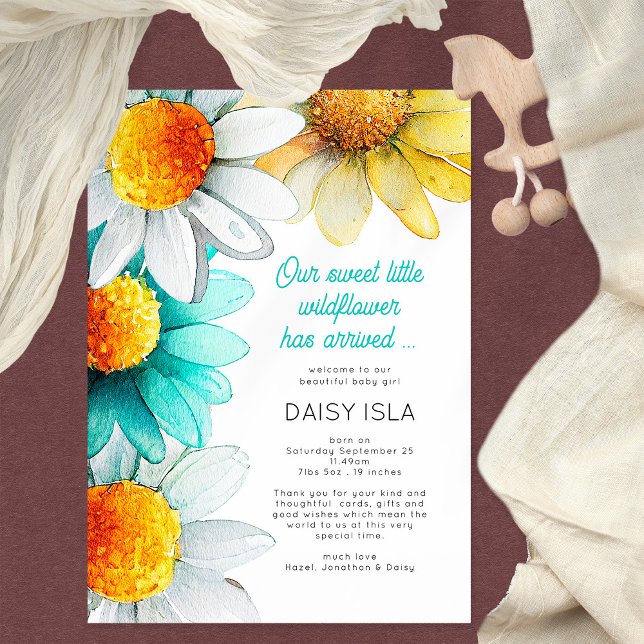 Anuncio Boho Moda Daisies Wildflower Gracias a tu nacimien (Subido por el creador)