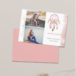 Anuncio Boho Pink Dream Catcher agrega tus fotos de gradua