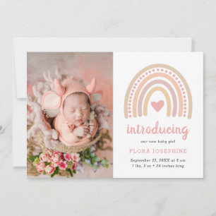 Anuncio Boho Rainbow Pink Heart Photo Baby Cute Birt