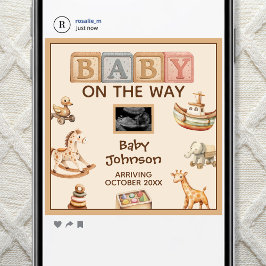 Anuncio Boho Watercolor Gender Neutral Digital Pregnancy