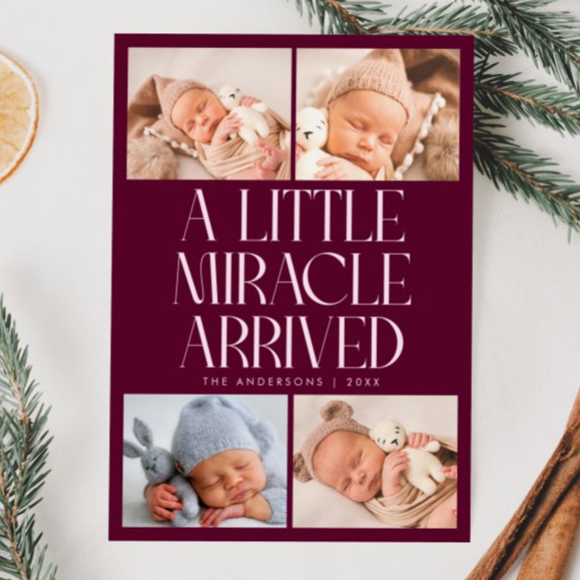 Anuncio Bold Little Miracle Xmas Cranberry Photo Birth  (Subido por el creador)