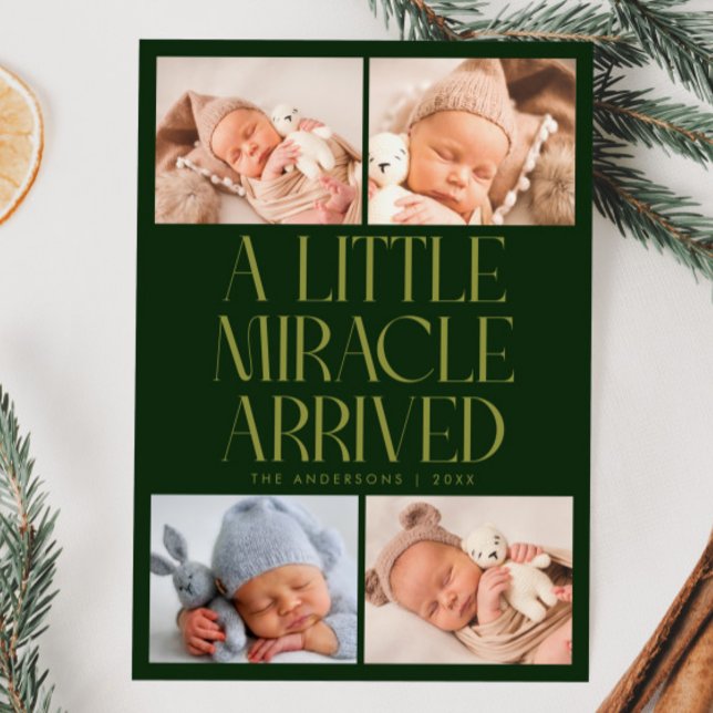 Anuncio Bold Little Miracle Xmas Green Photo Birth  (Subido por el creador)