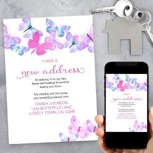 Anuncio Bonito Mariposa rosa Tengo una nueva dirección en 