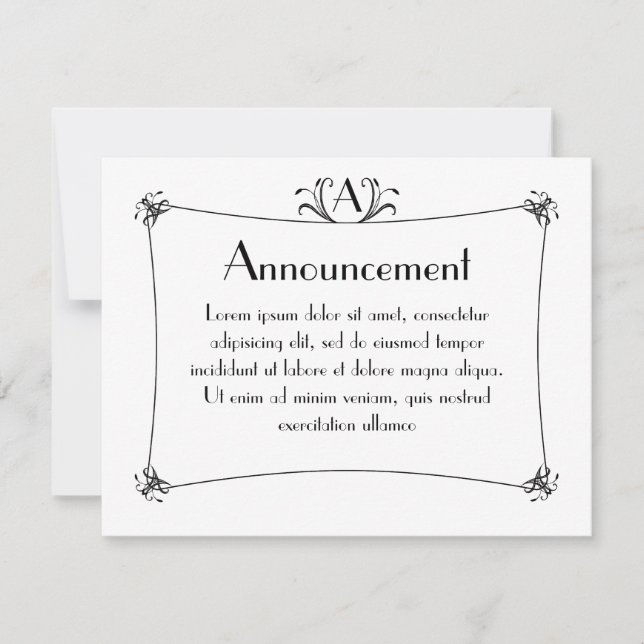 Anuncio Borde elegante de personalizable con monograma (Anverso)