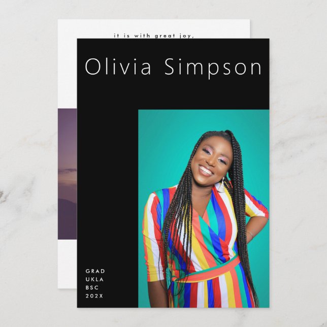 Anuncio Borde moderno negro simple sobre el Grado de Onyx  (Anverso / Reverso)