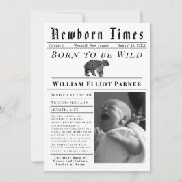 Anuncio Born to be Wild Newborn Times Birth Announcement