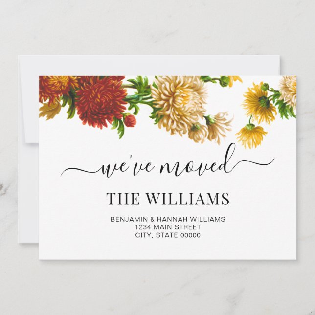 Anuncio Botánico Rústico Nos hemos mudado de nuevo hogar (Anverso)