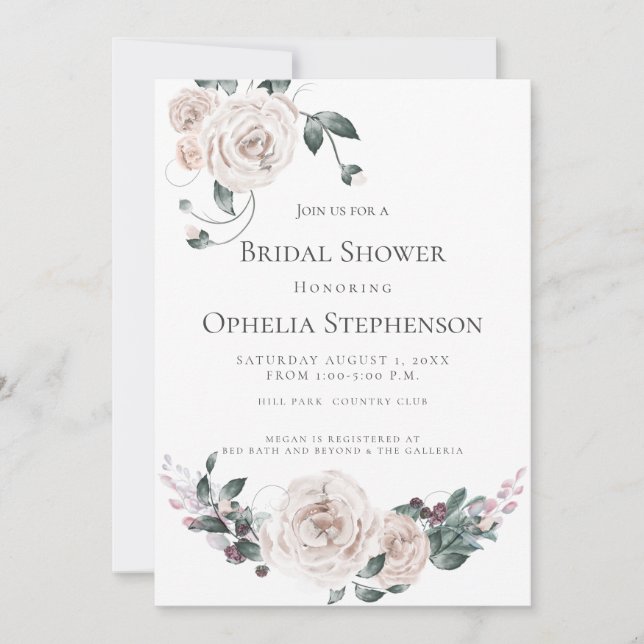 Anuncio Bridal Shower | Acuarela Rosa turbio (Anverso)