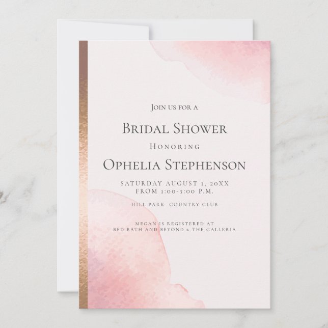 Anuncio Bridal Shower | Lámina de color rosa Rubor (Anverso)